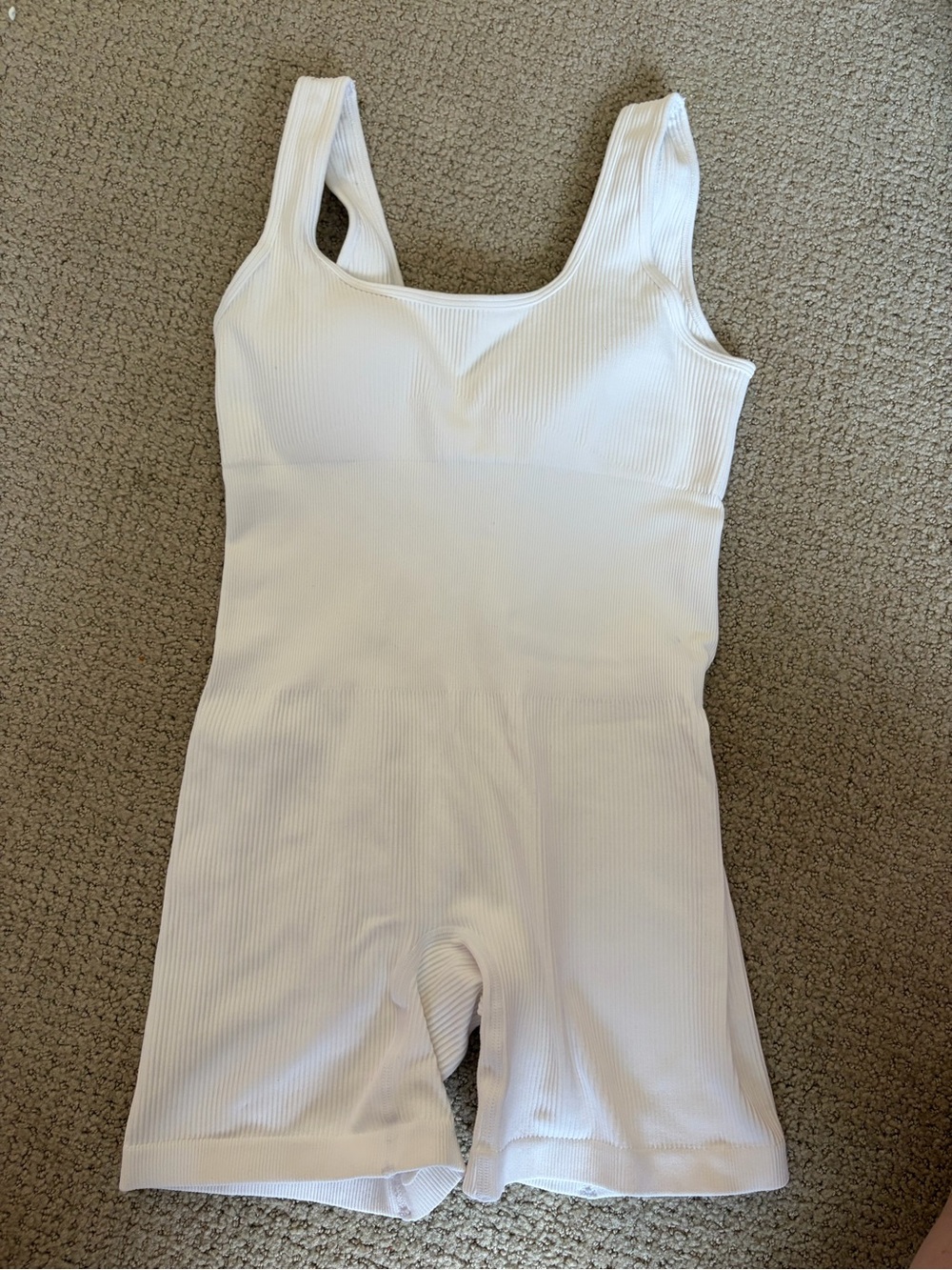 one piece ribbed white gym/workout romper